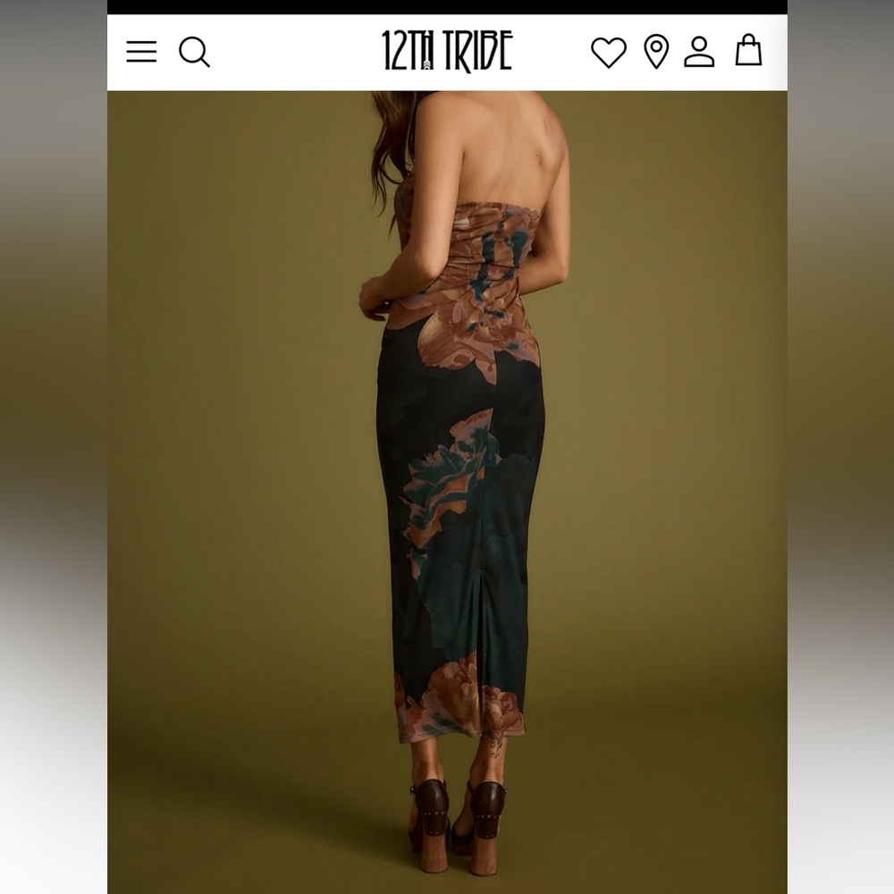 12th Tribe Floral Maxi Skirt in Black and Brown